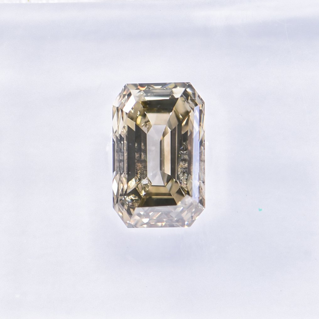 Ingen mindstepris - 1 pcs Diamant  (Naturfarvet)  - 1.02 ct - Smaragd - Fancy deep Grønlig, Brunlig Gul - SI2 - International Gemological Institute (IGI) #4.3