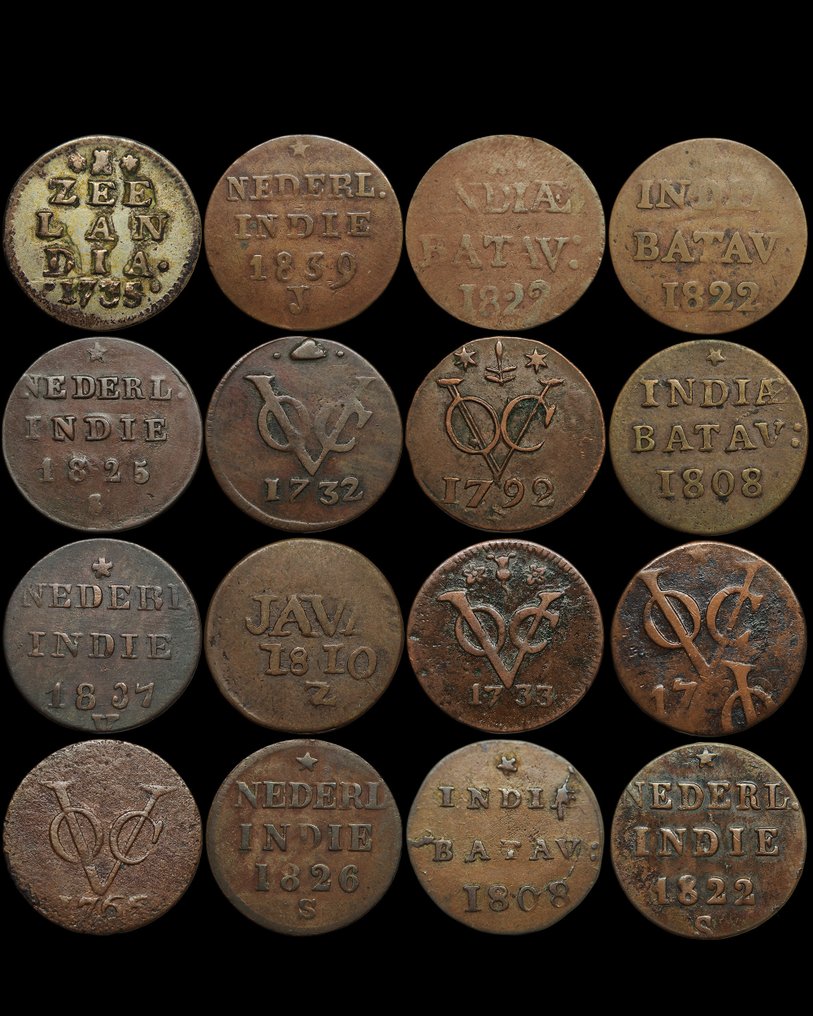 荷屬東印度, 荷蘭. Lot of 16 coins  (沒有保留價) #1.0