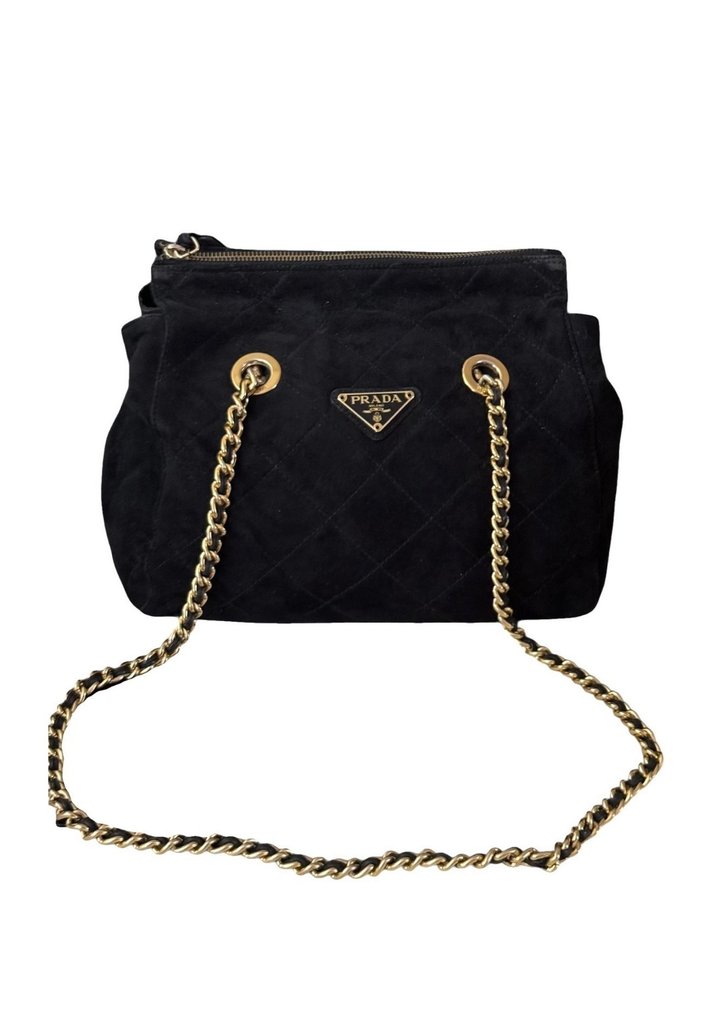 Prada - black suede matelassè - Borsa a tracolla #1.0