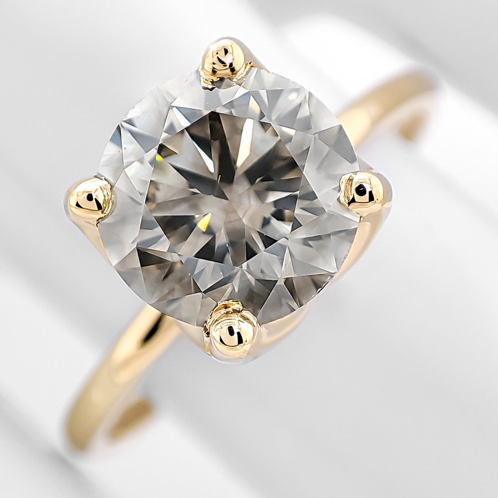 Sans prix de réserve - Bague - 14 carats Or jaune - 1.83ct. tw. Diamant (Couleur naturelle) - Certificat IGI #1.0