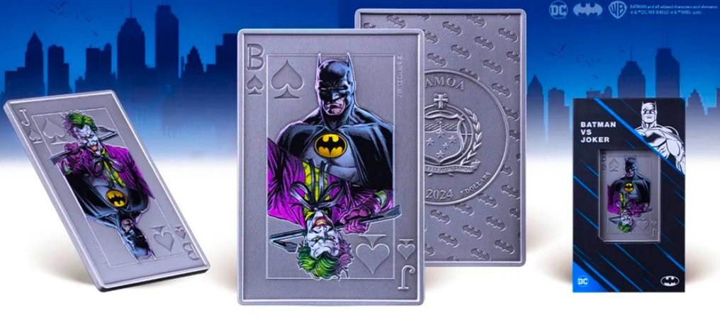 Samoa. 5 Dollars 2024 DC Comics - Batman Vs. Joker, Coloured, Box, 2 Oz #1.0