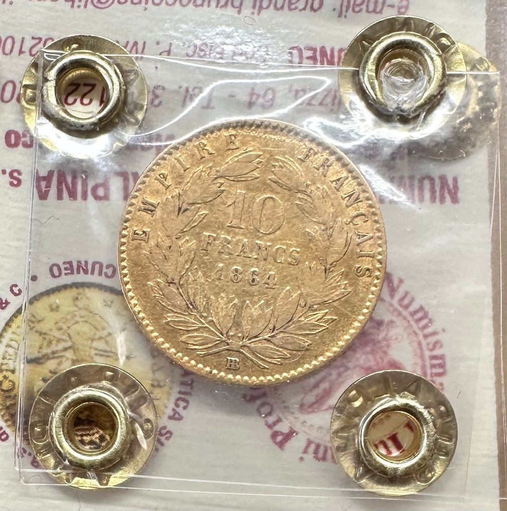 Γαλλία. Napoléon III. 10 Francs 1864-BB, Strasbourg (χωρίς τιμή ασφαλείας) #1.0