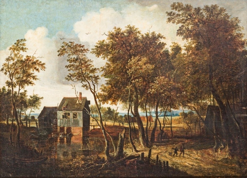 Meindert Hobbema (1638–1709), Follower of - Paesaggio con figure #1.0