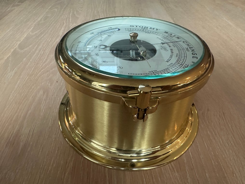 Schatz - Stacja meteorologiczna (2) - Zegar pokładowy i barometr, mosiądz i szkło, w stanie niemal jak nowy. - vintage; w pełni sprawny #4.3