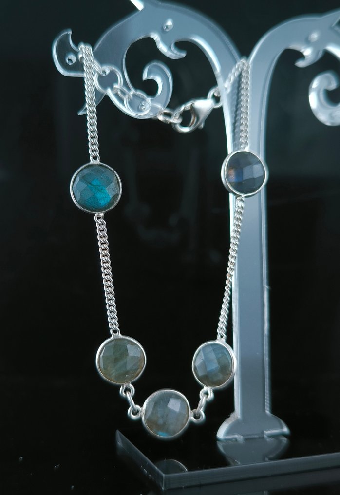 Ασημί - Βραχιόλι - Labradorita Ασημένιο νομίσματος #3.2