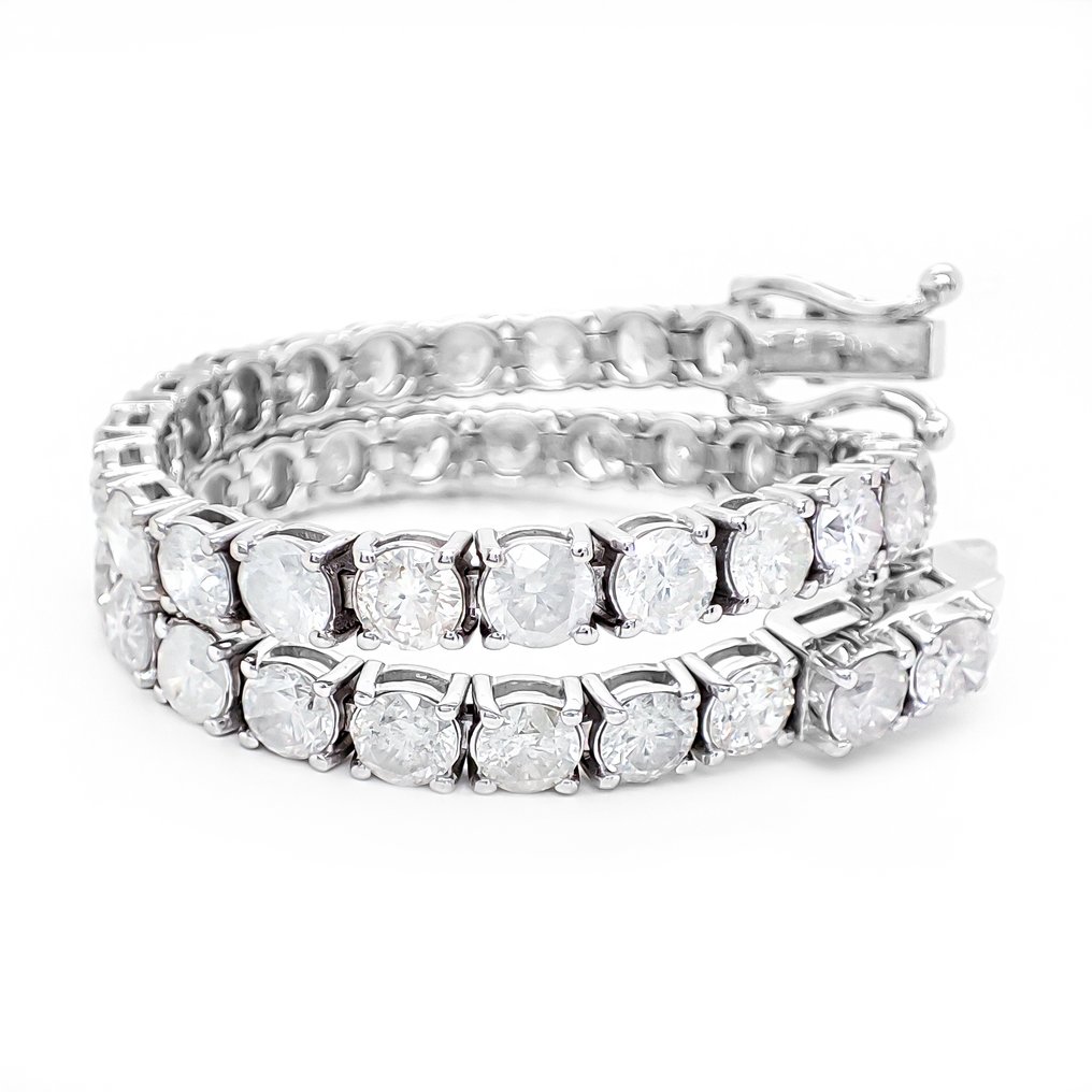 χωρίς τιμή ασφαλείας - Βραχιόλι - 14 καράτια Λευκός χρυσός -  9.68ct. tw. Διαμάντι (Φυσικό) #1.0