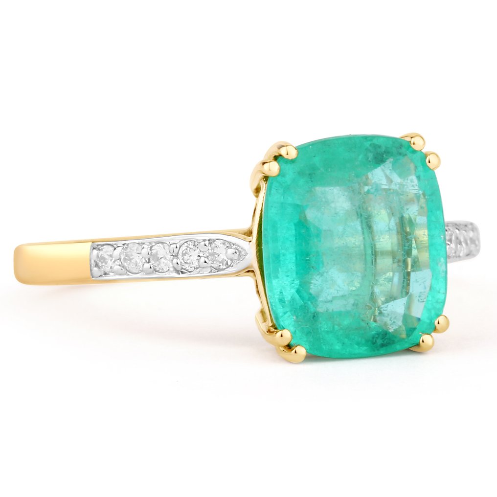 Ring - 14 karat Gulguld - 2.41ct. tw. Smaragd - Diamant #4.3