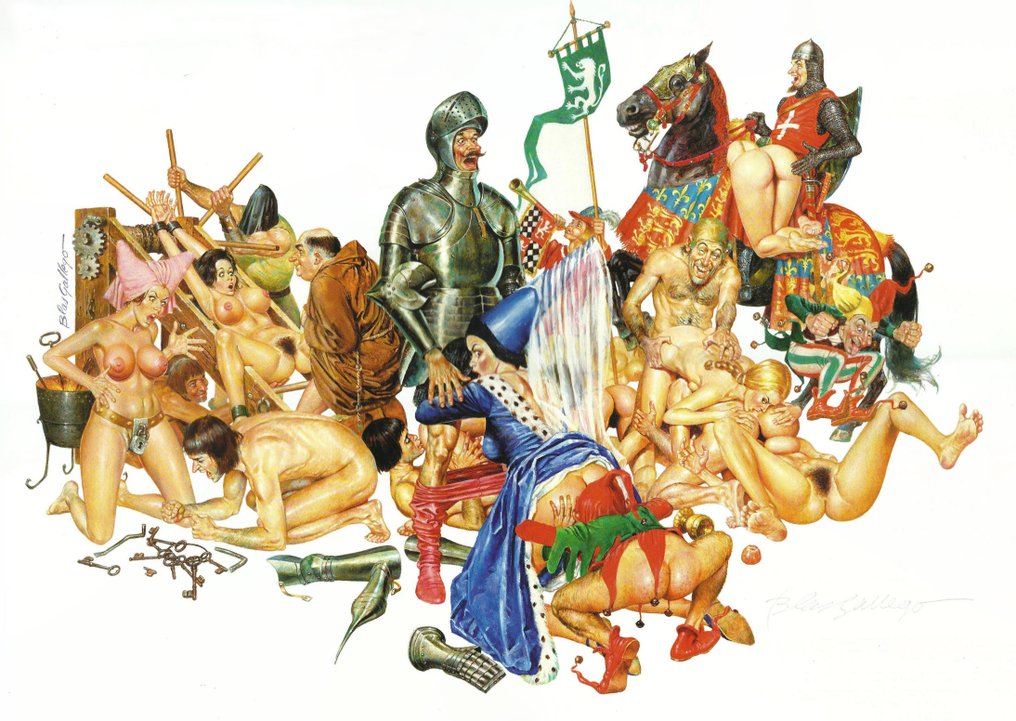 Blas Gallego - 1 Print - sexy girl - Orgies through history series - Erotic - Signed #1.0