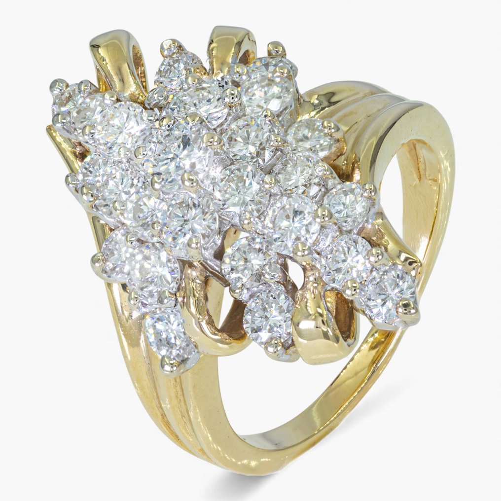 χωρίς τιμή ασφαλείας - Δαχτυλίδι - 14 καράτια HRD - σε αντίθεση με την ποιότητα, Κίτρινο χρυσό - 1.65ct. tw. Διαμάντι (Φυσικό) #1.0