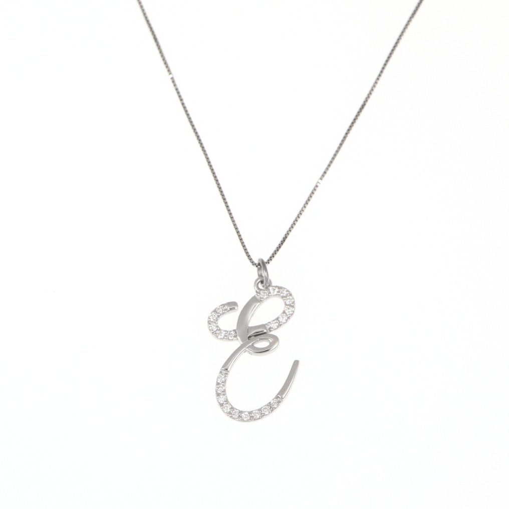 Sem preço de reserva - Colar com pingente - 18 K Ouro branco Diamante (Natural) #1.0