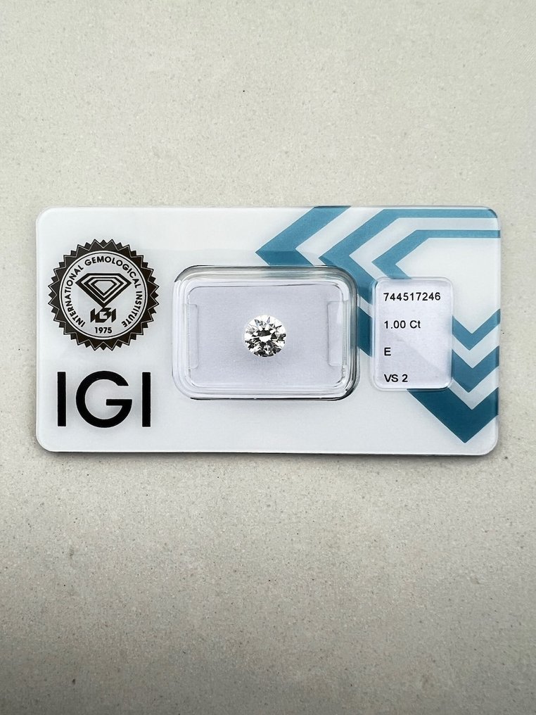 1 pcs 鑽石 (天然) - 1.00 ct - 圓形 - E(近乎完全無色) - VS2 - 國際寶石學院(International Gemological Institute (IGI)) #1.0