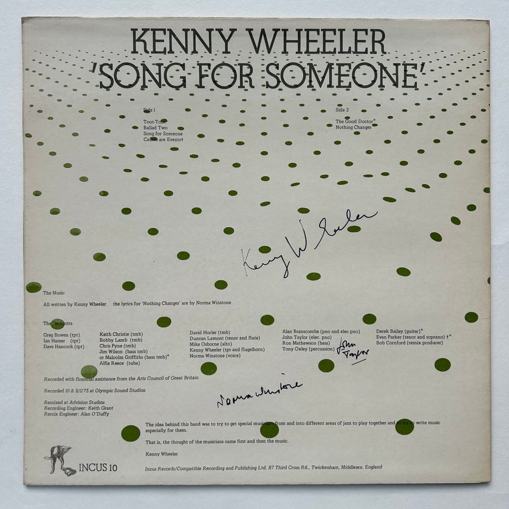 Kenny Wheeler - Song For Someone (SIGNED by Wheeler, Winston and Taylor!!) - Single Vinyl Record - 1977 #1.0