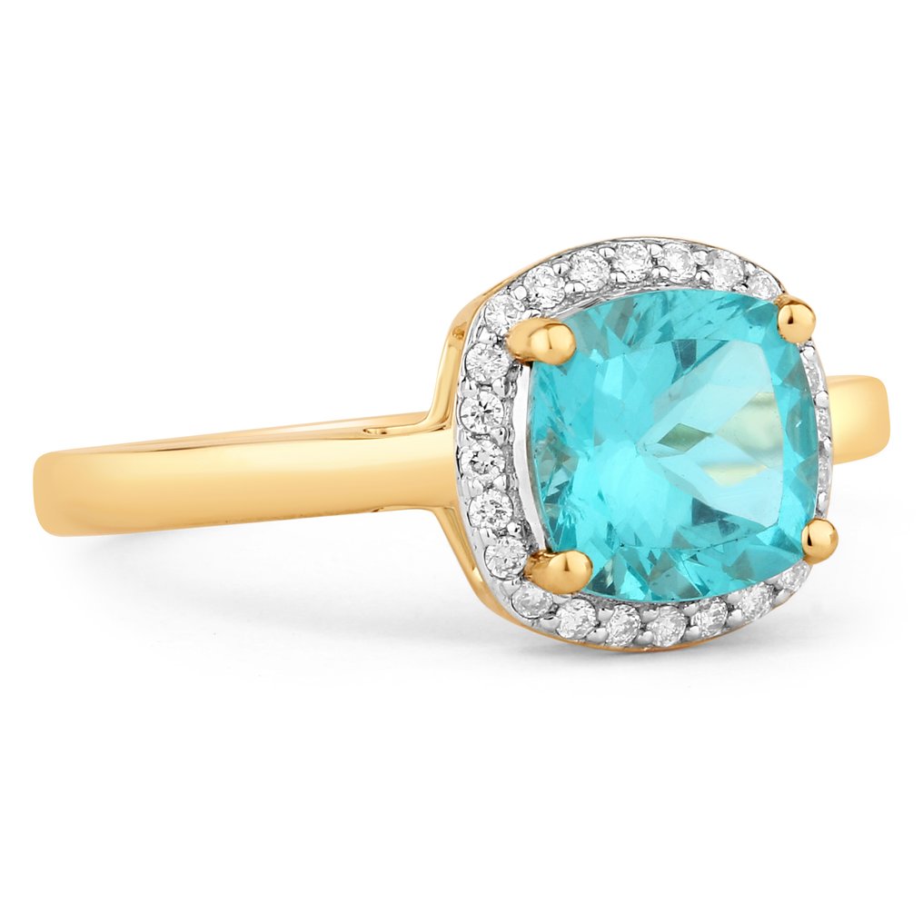 戒指 - 14 克拉 黃金 -  1.81ct. tw. 磷灰石 - 鉆石 #4.3