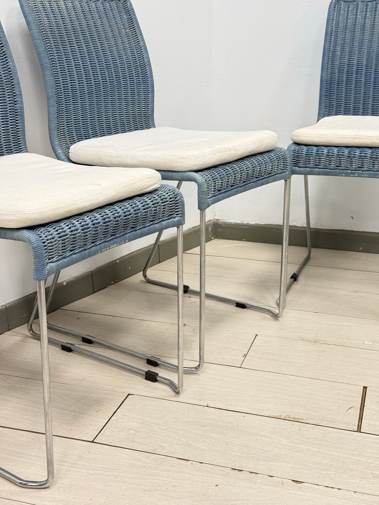 Καρέκλα - Rattan, Μέταλλο - Σετ τεσσάρων vintage καρεκλών. #3.2