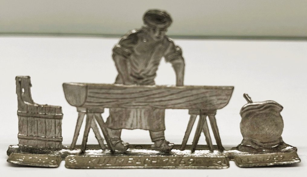 Kulmbacher - Statuetta di peltro - 5 Zinn-Flachfiguren „Bäckerei-Handwerk“ (5) - Stagno #2.1