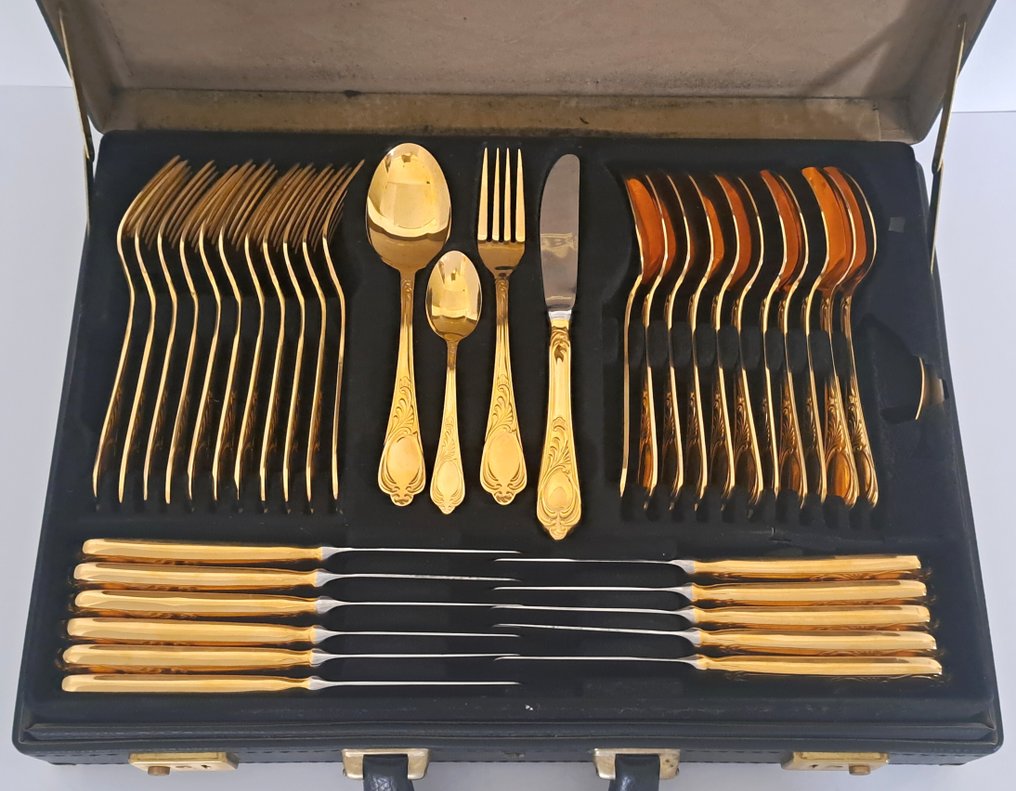 Solingen - Besteck (70) - Modell Wien - 12-Personen-Besteck, 23/24 Karat vergoldet, in originaler Koffer - Vergoldet #4.3