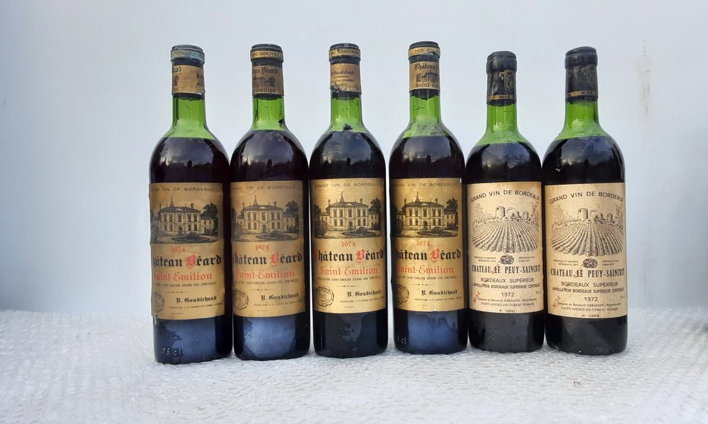 1974 x 4 Château Beard & 1972 x 2 Château Le Peuy-Saincrit - Bordeaux - 6 Flasker (0,75 L) #1.0