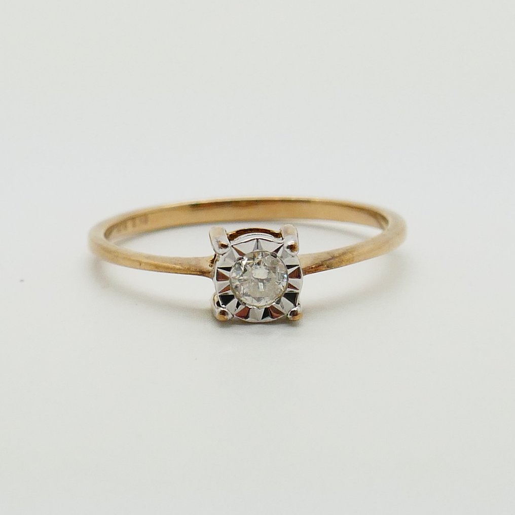 没有保留价 - 戒指 - 14K包金 黄金, 白金 - 0.10ct. tw. 钻石 (天然) #3.2