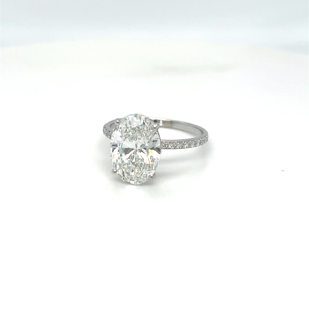 Ring - 14 karat Hvitt gull - 4.23ct. tw. Diamant (Lab-dyrket) - Diamant #4.3