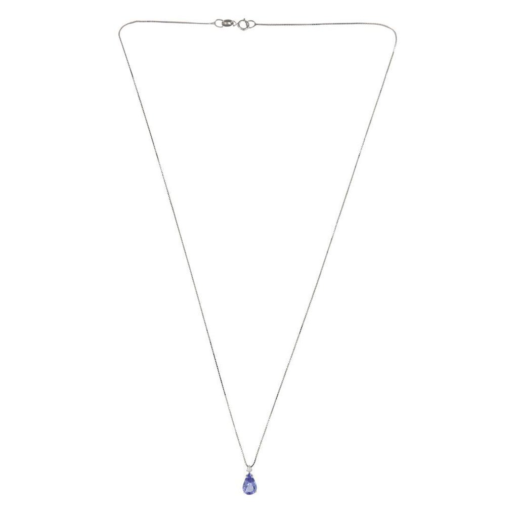 χωρίς τιμή ασφαλείας - Κολιέ - 18 καράτια Λευκός χρυσός - 0.66ct. tw. Τανζανίτης - Διαμάντι #4.3