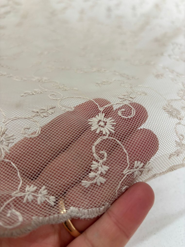 Tecido para cortina de renda preciosa, tulle francês bordado e com acabamento na base, com pequeno - Tecido de cortina  - 400 cm - 300 cm #1.0