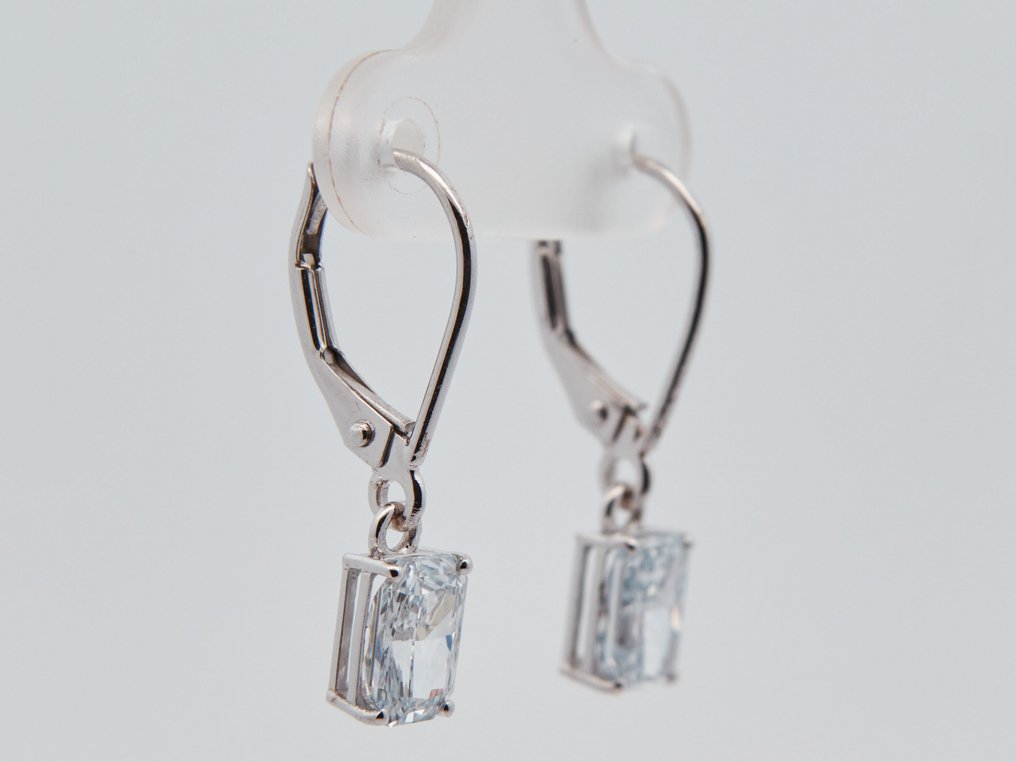 Ingen reservasjonspris - Øredobber - 14 karat Hvitt gull - 2.10ct. tw. Diamant (Lab-dyrket) #1.0