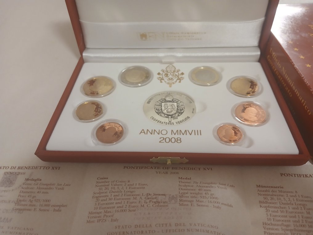 Vatikán. Proof Set 2008 (incl. medaglia in argento) (Nincs minimálár) #2.1