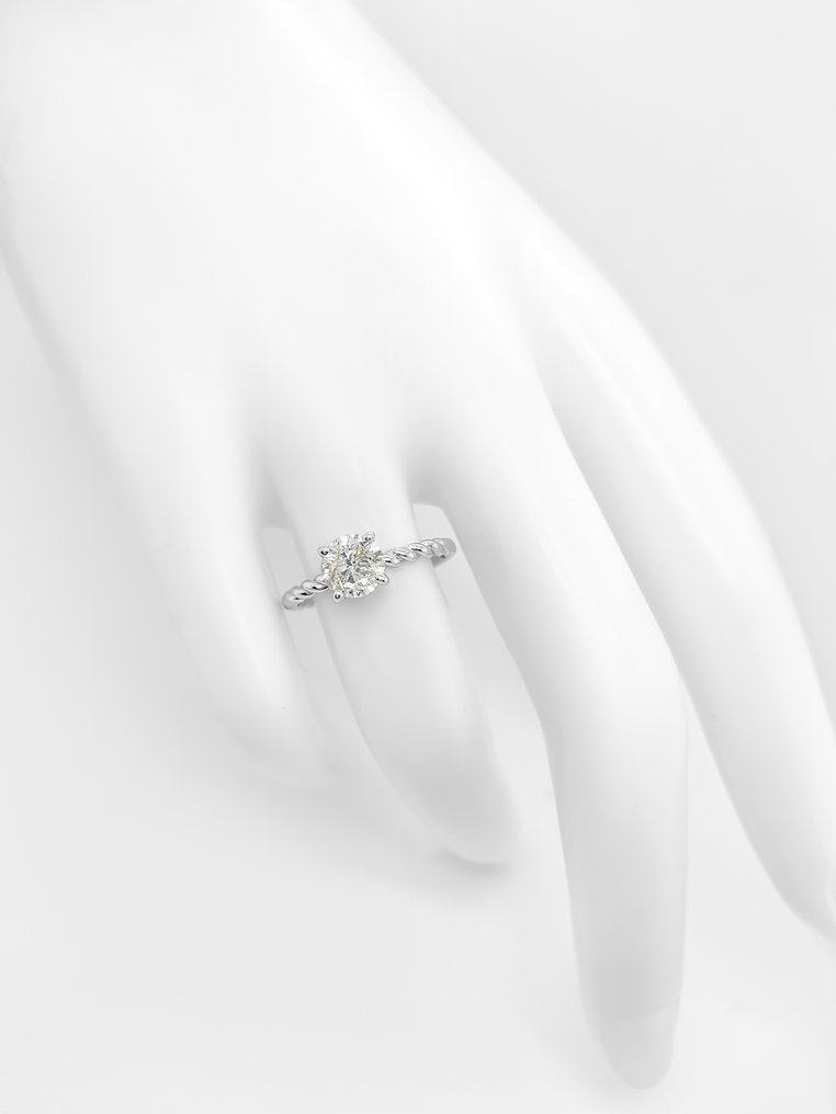 Fără preț de rezervă - Inel - 14 ct. Aur alb - 1.02ct. tw. Diamant (Colorat natural) - Certificat IGI #3.2