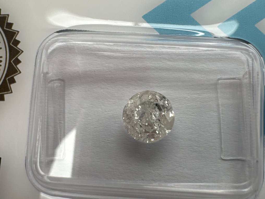 Sem preço de reserva - 1 pcs Diamante (Natural) - 1.01 ct - Redondo - H - I2 - International Gemological Institute (IGI) #1.0