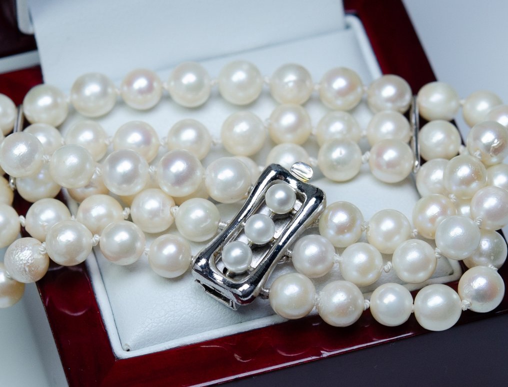 沒有保留價 - 手鈪 - 835银 - Akoya珍珠 - 三排式 #2.1