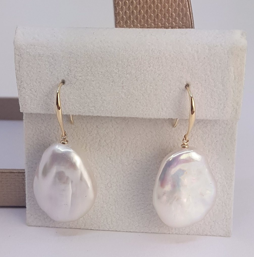 χωρίς τιμή ασφαλείας - Σκουλαρίκια - 14 καράτια Κίτρινο χρυσό - Μαργαριτάρια Edison 17x18mm #2.1