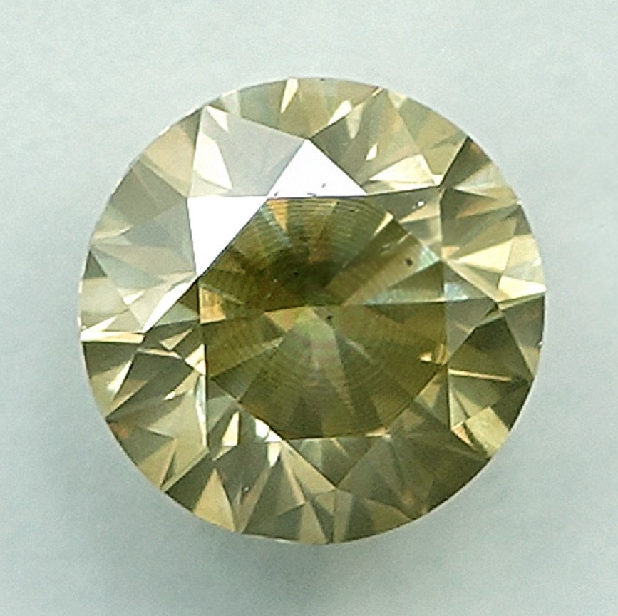 1 pcs Διαμάντι  (Φυσικού χρώματος)  - 0.83 ct - Στρογγυλό - Fancy Γκριζωπό Κίτρινο - I1 - International Gemological Institute (IGI) #1.0