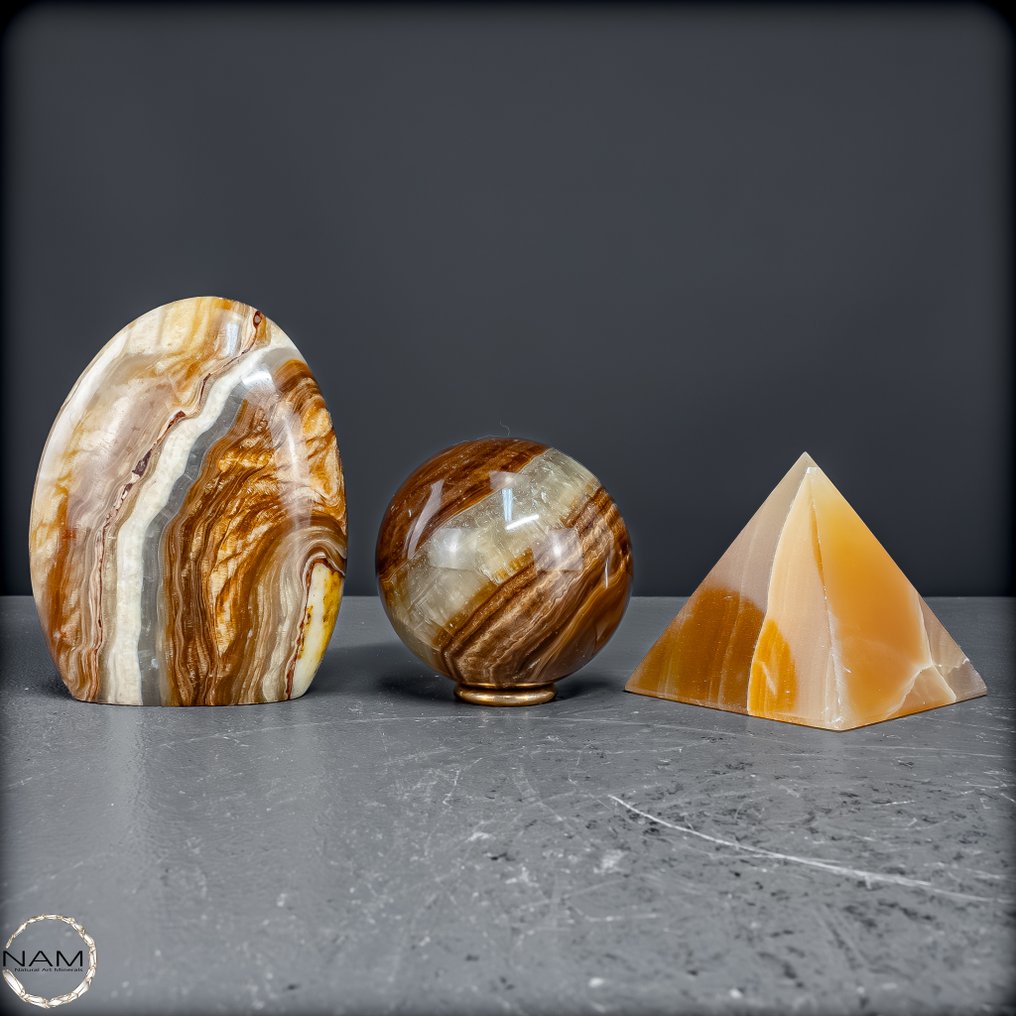 Set unico di aragonite Forme libere, sfere e piramidi in splendido splendore naturale terrestre.- 1346.63 g - (3) #2.1