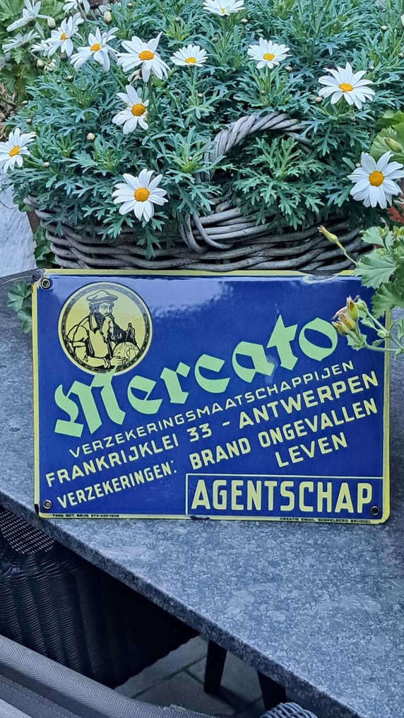 Emaillerie Koekelberg - Mercator Verzekeringen Antwerpen - 珐琅标志 - 搪瓷 #1.0