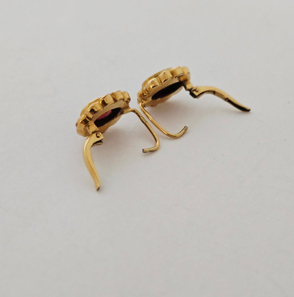 Sans prix de réserve - Boucles d'oreilles - 14 carats Or jaune - Grenats bohèmes #3.2