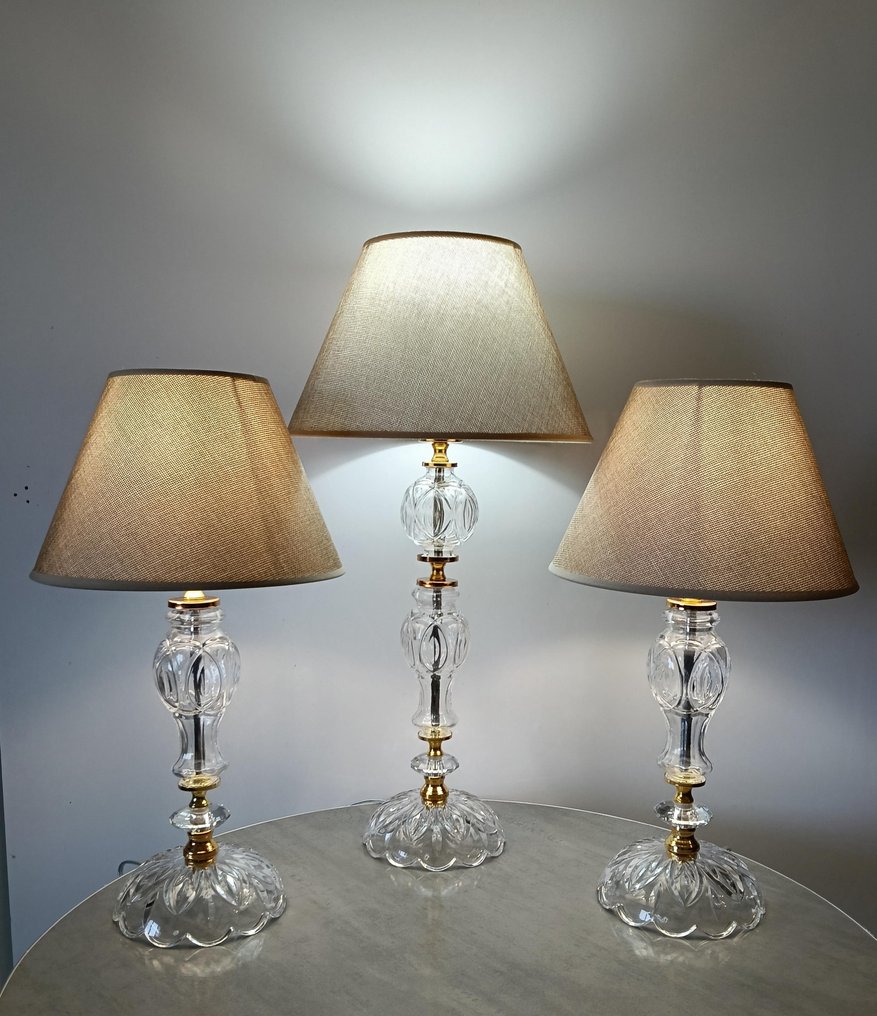 Artelight - Artelight - 檯燈 (3) - 水晶 - 玻璃 - 黄铜 - 镀金金属 - 一套三件水晶灯 #1.0