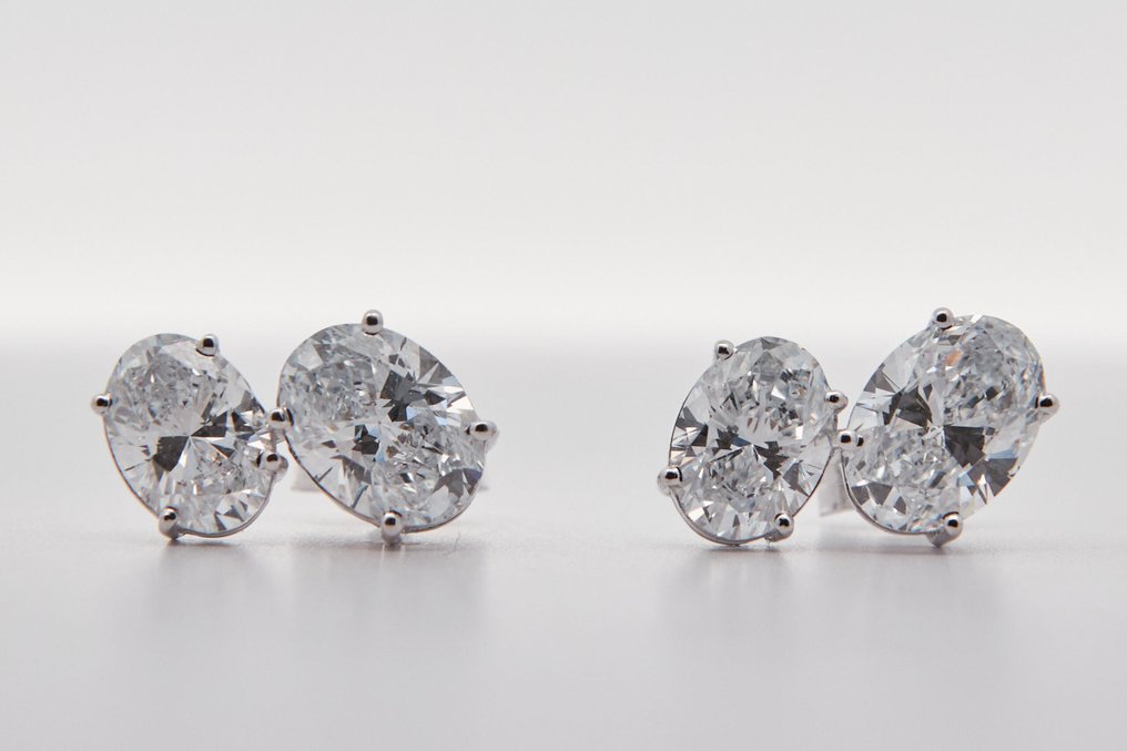 Nincs minimálár - Drop fülbevaló - 14 kt. Fehér arany -  3.16ct. tw. Gyémánt (Laboratóriumban előállított) #1.0