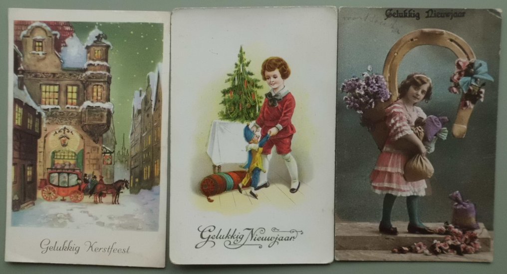 Παλιά χριστουγεννιάτικες κάρτες - Χριστούγεννα, Χριστούγεννα, Νέο Έτος, φαντασία - Καρτ-ποστάλ (175) - 1910-1960 #1.0