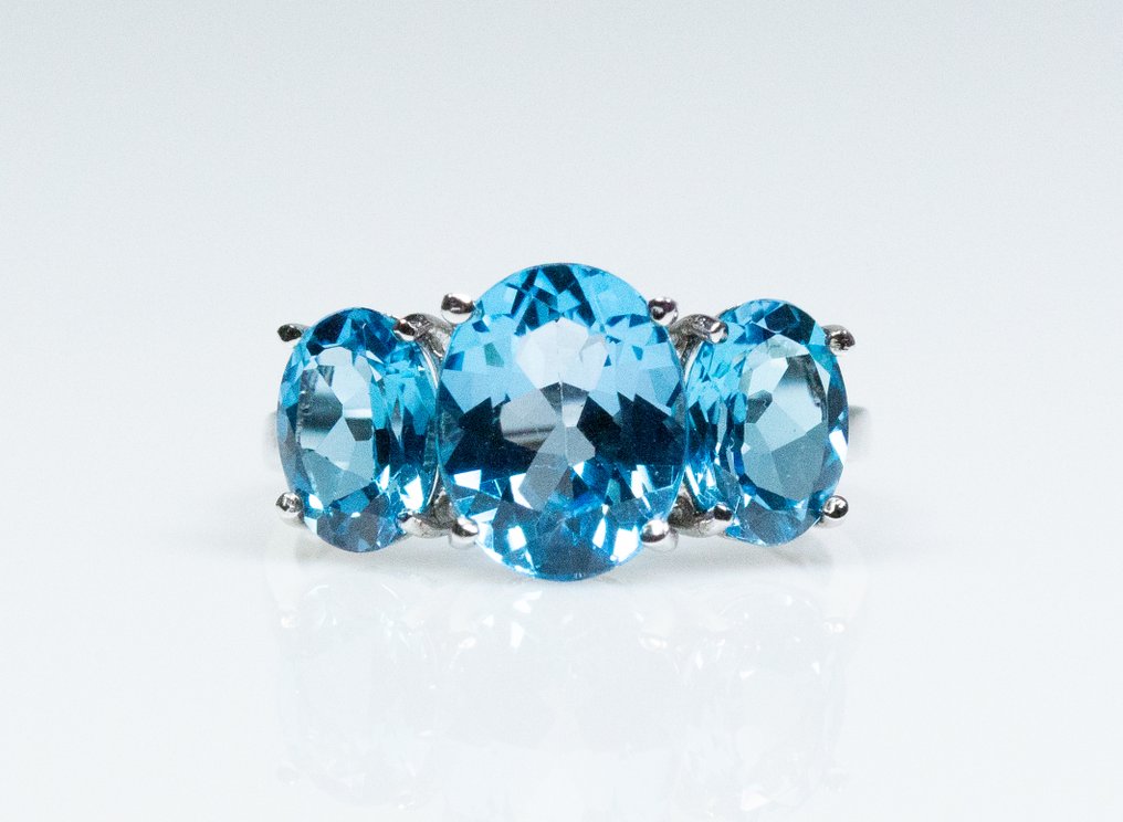 Nincs minimálár - Gyűrű - 925 ezüst - kék topáz #2.1