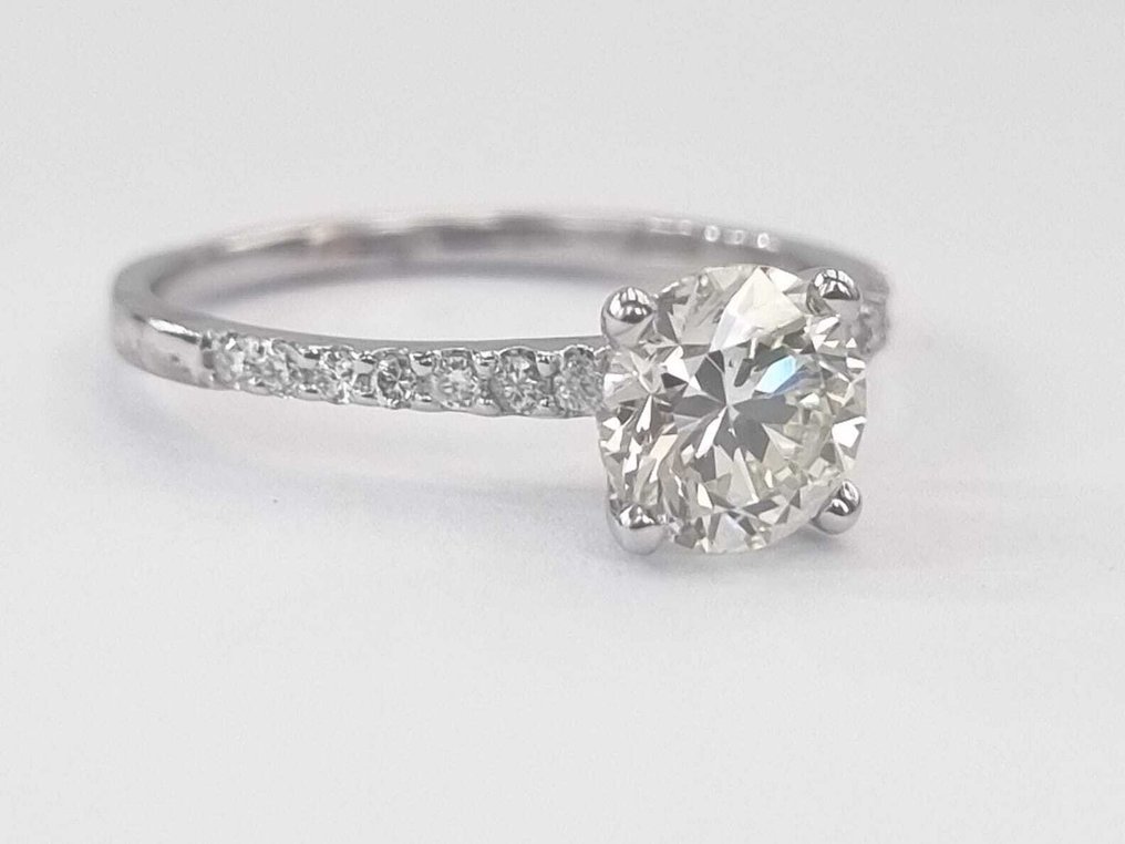 订婚戒指 - 14K包金 白金 -  1.38ct. tw. 钻石 (天然) - 钻石 #1.0