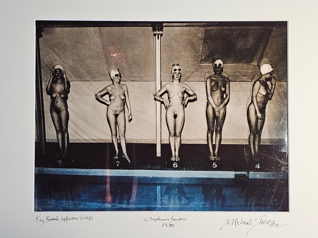 Michael Joseph (1941-) - Fag break between takes, pool ladies series, a unique two-toned unique darkroom print #1.0
