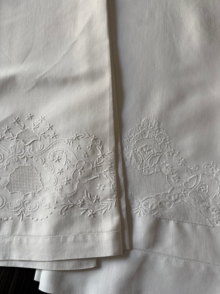 Asciugamani ricamati a mano - Reticello - Towel (2) - 105 cm - 74 cm - Pure Linen #3.2