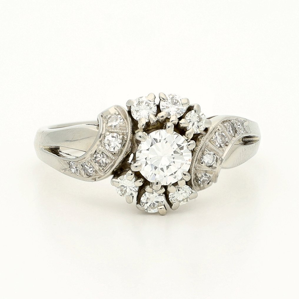 戒指 - 18K包金 白金 - 0.88ct. tw. 钻石 (天然) - 钻石 #1.0