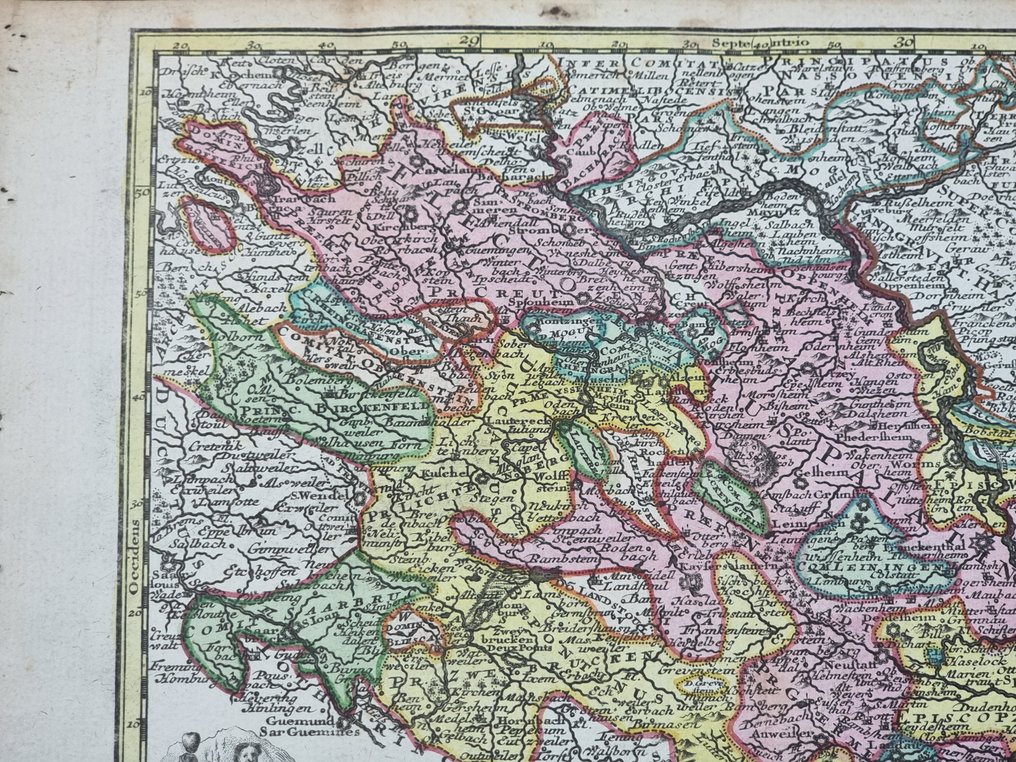Germania,  Franconia, Svevia e Renania - Mappa; Matthäus Seutter (1678/ 1757) - "PALATINATUS ELECTORATUS PALATINUS AD RHENUTM [...]" - 1721-1750 #4.3