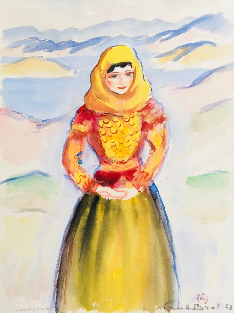 Paul Bret (1902-1956) - L'âme slave - Gouache originale signée #4.3