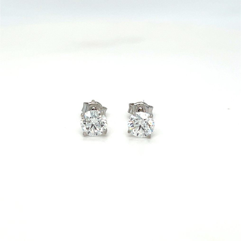 χωρίς τιμή ασφαλείας - Σκουλαρίκια - 14 καράτια Λευκός χρυσός - 1.08ct. tw. Διαμάντι (Εργαστηριακής καλλιέργειας) #1.0