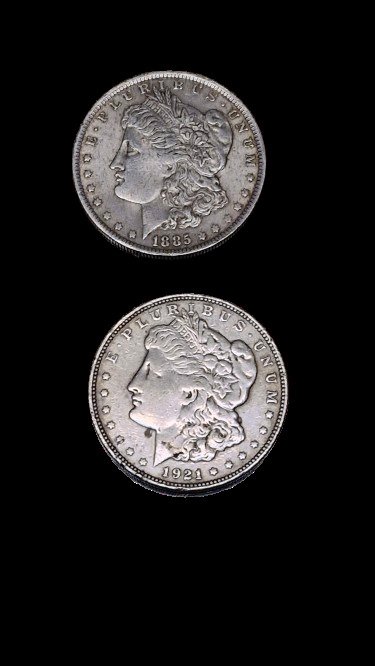 Amerikas forente stater. Due dollari Morgan del 1885 - zecca New Orleans - e 1921 - zecca di Denver (Ingen reservasjonspris) #1.0