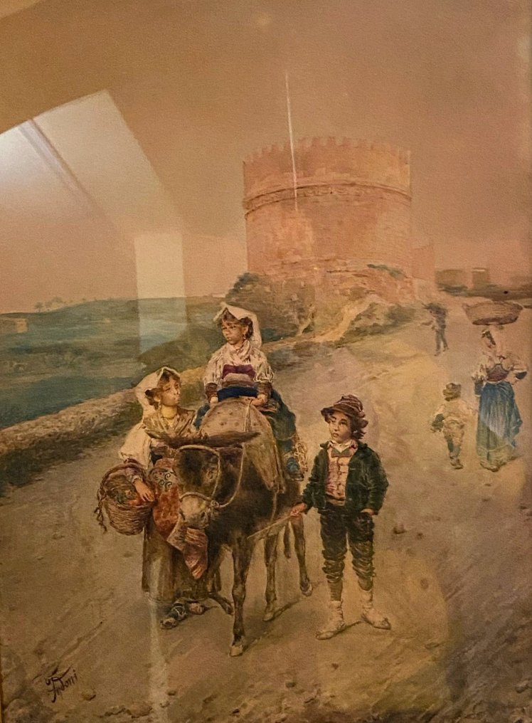 Filippo Indoni (1842-1908) - Contadini a passeggio con l’asino #1.0