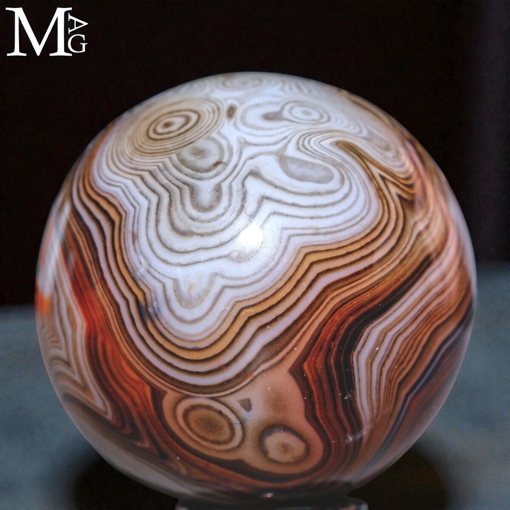 Ocellated Sardonic Agate - Collectors Sphere - Height: 35 mm - Width: 35 mm- 59 g #4.3