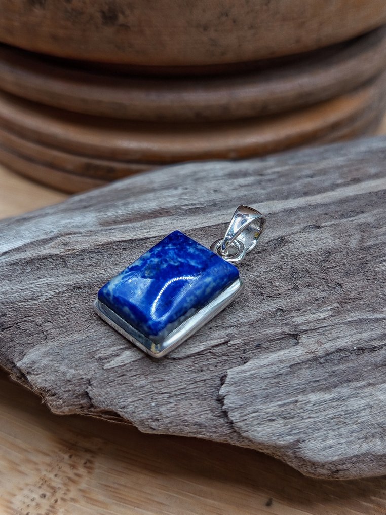 Unique piece, jewelry in 925 silver with top-quality lapis lazuli - 4.7 g - Height: 30 mm - Width: 14 mm- 4.7 g - (1) #3.2